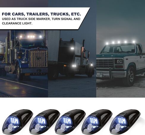5-Piece White Smoked Lens Cab Roof Marker Lights with Wire Harness - Replacement for 2003-2018 Pickup Trucks 1500, 2500, 3500, 4500, 5500 (264146BK) in Saudi Arabia