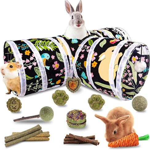 Bunny Tunnel, Collapsible 3 Way Guinea Pig Tunnel & Tubes, Rabbit Chew Toys Small Animal Hideout for Rabbit Guinea Pig Ferret Hamster in Kuwait