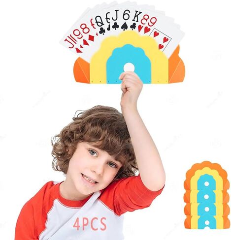 Card Holders for Playing Cards - Card Game Accessory for Kids, 4 Pack Playing Card Holder Tray, Tabletop Stand Holds Up Poker Cards, Poker Tray Rack Organizer, Poker Parties, Family Card Game Nights in Saudi Arabia
