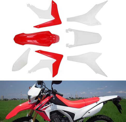 مجموعة بلاستيكية JFG RACING CRF250L، مجموعة أدوات تغليف الجسم البلاستيكية للدراجات النارية لـ CRF250L 2013-2019 CRF250LA 2017-2019 أحمر أبيض in Saudi Arabia