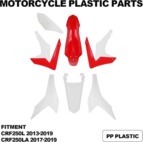 مجموعة بلاستيكية JFG RACING CRF250L، مجموعة أدوات تغليف الجسم البلاستيكية للدراجات النارية لـ CRF250L 2013-2019 CRF250LA 2017-2019 أحمر أبيض in Saudi Arabia