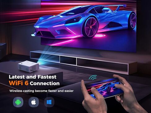 جهاز عرض مزود بواي فاي وبلوتوث، جهاز عرض 4K [تركيز تلقائي/6D Keystone] أجهزة عرض أصلية 1080P مع شاشة 300 بوصة، 600 ANSI 4K يدعم تكبير بنسبة 50%، جهاز عرض Agreago خارجي لنظام iOS/Android/TV Stick in Kuwait