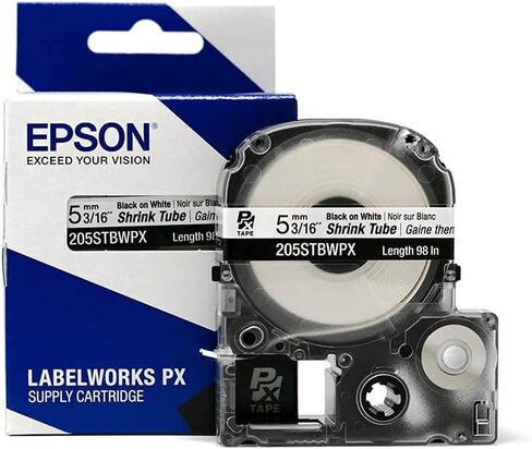 LABELWORKS Epson 211STBWPX Heat Shrink Tube - Black on White - 11mm in Kuwait