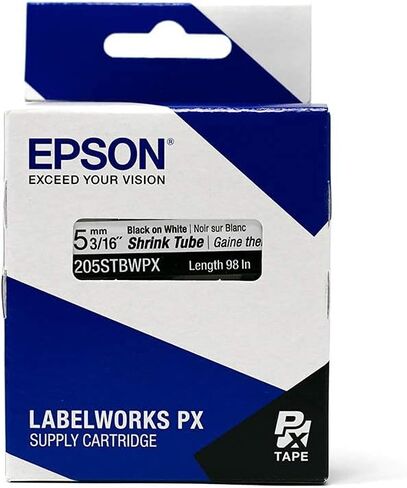 LABELWORKS Epson 211STBWPX Heat Shrink Tube - Black on White - 11mm in Kuwait