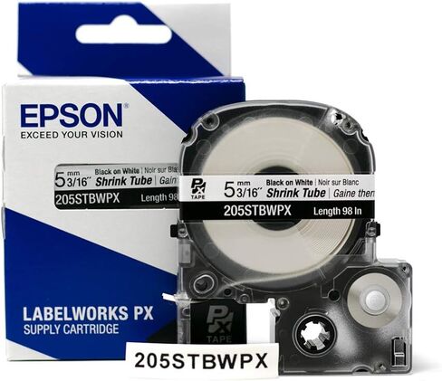 LABELWORKS Epson 211STBWPX Heat Shrink Tube - Black on White - 11mm in Kuwait