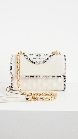 Tory Burch Women's Fleming Tweed Border Small Convertible Bag in Saudi Arabia