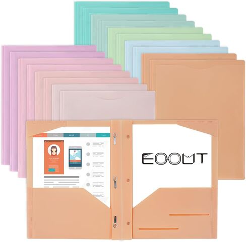 EOOUT 18 Pack Plastic Folders with Clear Front Pocket, 9 Pastel Colors, Folders mit 2 Pockets and 3 Prongs, File Folders with Pockets and Prongs for Documents in Saudi Arabia