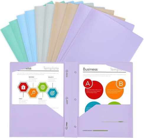 EOOUT 18 حزمة مجلدات بلاستيكية مع جيب أمامي شفاف، 9 ألوان باستيل، مجلدات تحتوي على جيبين و3 شوكات، مجلدات ملفات مع جيوب وشوكات للمستندات in Kuwait