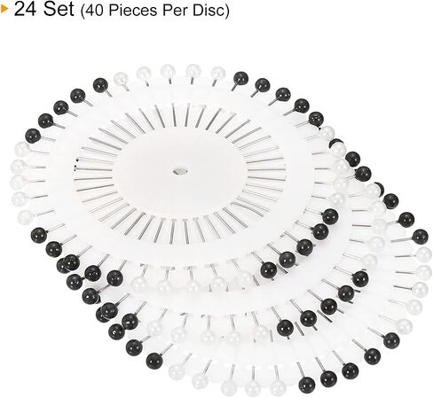 PATIKIL Pearl Head Sewing Pins, 12 Set Straight Corsage Decorative Round Pin for Sewing Dressmaking Supplies, Black White in Saudi Arabia