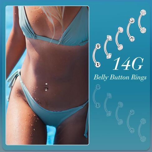 5PCS 14G 316L Stainless Steel Small Belly Button Rings for Women Girls Tiny Simple Internally Threaded Navel Rings Hypoallergenic Petite CZ Opal Eyebrow Lip Daith Rook Piercing Jewelry 6-16MM in Saudi Arabia