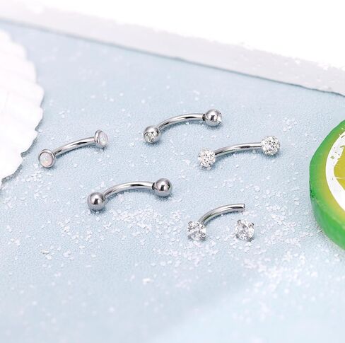 5PCS 14G 316L Stainless Steel Small Belly Button Rings for Women Girls Tiny Simple Internally Threaded Navel Rings Hypoallergenic Petite CZ Opal Eyebrow Lip Daith Rook Piercing Jewelry 6-16MM in Saudi Arabia