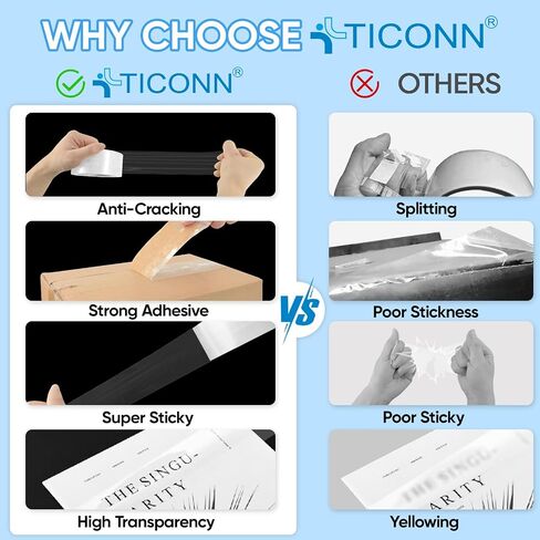 TICONN Packing Tape, 180 Yards Heavy Duty Clear Packaging Tape 2.7 mil Shipping Tape, 1.88 inch x 60 Yards Tapes for Shipping, Mailing, Moving (3 Pack) in Saudi Arabia