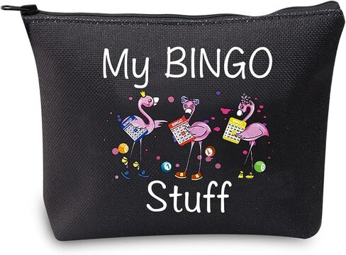 JXGZSO Funny Bingo Lover Gift Gambler Gift My Bingo Stuff Lucky Bingo Cosmetic Makeup Bag Bingo Player Gift in Saudi Arabia