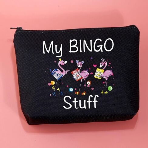 JXGZSO Funny Bingo Lover Gift Gambler Gift My Bingo Stuff Lucky Bingo Cosmetic Makeup Bag Bingo Player Gift in Saudi Arabia