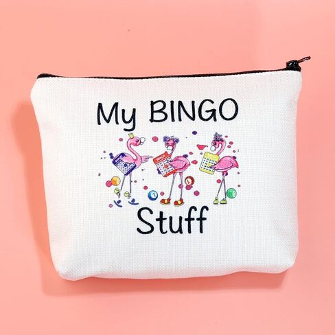 هدية JXGZSO المضحكة لمحبي البنغو هدية المقامر My Bingo Stuff Lucky Bingo حقيبة مستحضرات التجميل لمستحضرات التجميل هدية لاعب البنغو (بينجو أسود) in Saudi Arabia