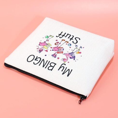 هدية JXGZSO المضحكة لمحبي البنغو هدية المقامر My Bingo Stuff Lucky Bingo حقيبة مستحضرات التجميل لمستحضرات التجميل هدية لاعب البنغو (بينجو أسود) in Saudi Arabia