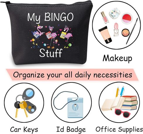 JXGZSO Funny Bingo Lover Gift Gambler Gift My Bingo Stuff Lucky Bingo Cosmetic Makeup Bag Bingo Player Gift in Saudi Arabia