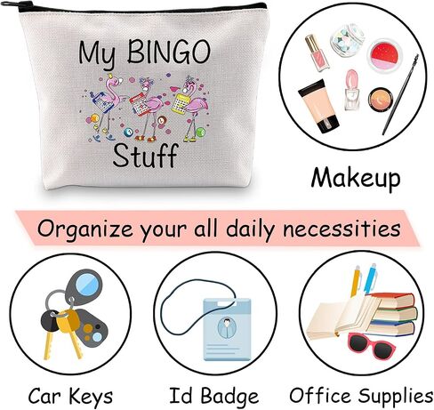 هدية JXGZSO المضحكة لمحبي البنغو هدية المقامر My Bingo Stuff Lucky Bingo حقيبة مستحضرات التجميل لمستحضرات التجميل هدية لاعب البنغو (بينجو أسود) in Saudi Arabia