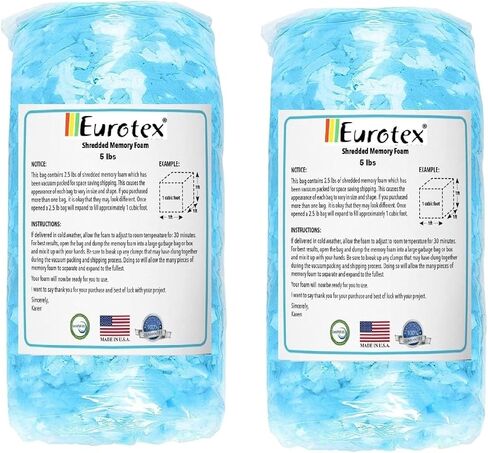 حشو أكياس الحبوب من الإسفنج الذكي الممزق الفاخر من EUROTEX، حشو وسادة، سرير للكلاب، حرفية، إعادة ملء الوسادة، حشو من البوليستر/البوليستر - ناعم، صنع في الولايات المتحدة الأمريكية، متعدد الألوان - 5 أرطال in Saudi Arabia