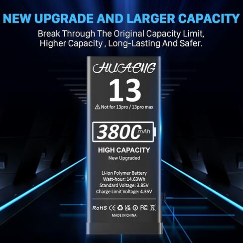 بطارية لهاتف iPhone 13، 3800 مللي أمبير (ترقية جديدة 2023) بطارية بديلة عالية السعة لهاتف iPhone 13 A2482 A2631 A2633 A2634 A2635 مع مجموعة أدوات بديلة احترافية in Kuwait