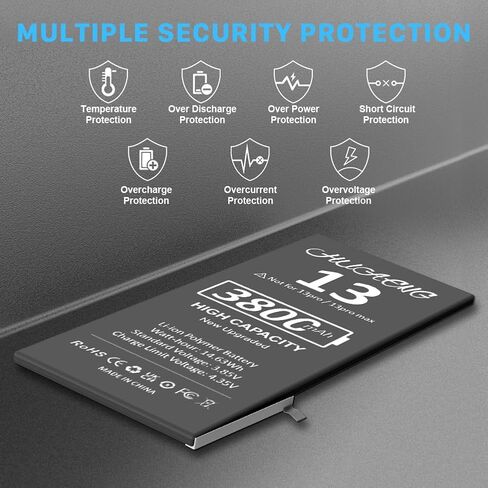 بطارية لهاتف iPhone 13، 3800 مللي أمبير (ترقية جديدة 2023) بطارية بديلة عالية السعة لهاتف iPhone 13 A2482 A2631 A2633 A2634 A2635 مع مجموعة أدوات بديلة احترافية in Kuwait