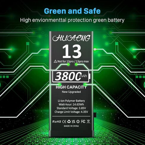 بطارية لهاتف iPhone 13، 3800 مللي أمبير (ترقية جديدة 2023) بطارية بديلة عالية السعة لهاتف iPhone 13 A2482 A2631 A2633 A2634 A2635 مع مجموعة أدوات بديلة احترافية in Kuwait