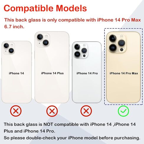 بديل الزجاج الخلفي الخلفي OEM لهاتف iPhone 14 Pro Max 6.7 بوصة مع مجموعة أدوات إصلاح احترافية (أرجواني غامق) in Kuwait