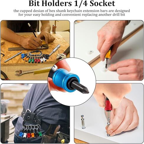 18PCS 1/4 Inch Hex Shank Screwdriver Bits Holder for Impact Driver Drill Bit Keychain Extension Bar, Drill Fast Change Hand-held Bit Holder for Screwdrivers, Flexible Drill Bit Extension Set (18pcs) in Saudi Arabia