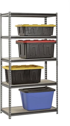 رف العضلات UR361872PB5PAZ-SV رف تخزين فولاذي باللون الفضي، 5 أرفف قابلة للتعديل، سعة 4000 رطل، ارتفاع 72 بوصة × عرض 36 بوصة × عمق 18 بوصة in Kuwait