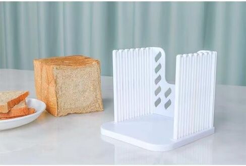 قطاعة خبز يدوية قابلة للطي للمطبخ، أدلة تقطيع قابلة للتعديل، شريحة خبز للخبز المنزلي (أبيض) in Kuwait