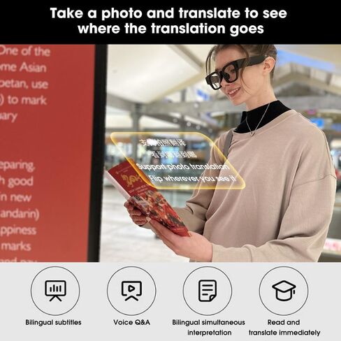 نظارات iTourTranslator AR الذكية، عزيزي المترجم، مترجم اللغة، ترجمات ثنائية اللغة، شاشة OLED، شاشة بلوتوث، شاشة ملقن، دردشة GPT AI Voice TV، يوتيوب، أفلام، GPS صور فيديو السفر، الفصل الدراسي، in Kuwait