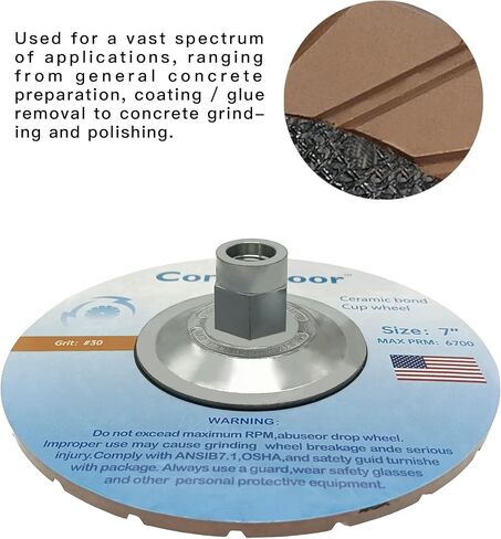 عجلة كأس طحن خرسانية 7 بوصة عجلة كأس ألماس سيراميك لطحن الأرضية، تناسب مطحنة زاوية أربور 5/8 بوصة - 11 (30#) in Kuwait