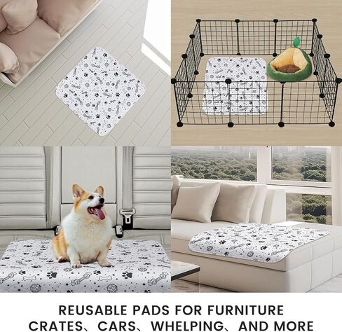 Washable Pee Pads for Dogs,4Pack Reusable Puppy Pads, Absorbent Whelping Pads,Waterproof Pet Training Pads for Couch, Crate, Potty Training - 24X24 in Saudi Arabia