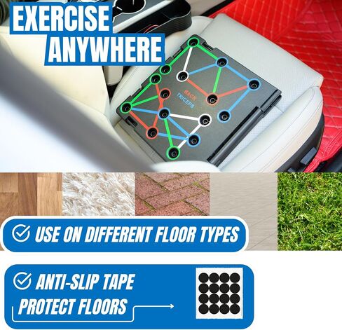 Push Up Board – Strong, ABS Plastic & Steel 20-in-1 Workout Boards w/ Secure Lock Latches, Anti-Slip Handles - Foldable, Color-Coded Strength Training Equipment - Ideal Exercise Board for Home Gym for in Saudi Arabia