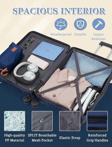 Luggage Sets 4 Piece, Suitcases with Wheels, PP Hard Case Luggage with Upgraded Shock-absorbing Spinner Wheel&TSA Lock, Carry On Luggage Set in Saudi Arabia