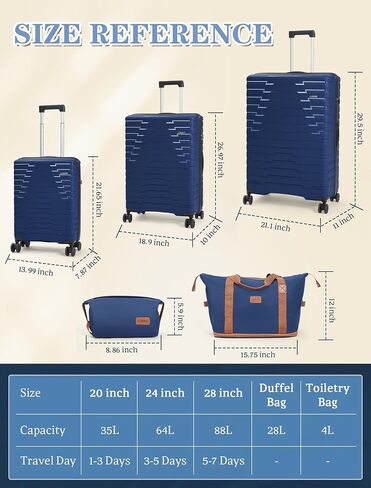 Luggage Sets 4 Piece, Suitcases with Wheels, PP Hard Case Luggage with Upgraded Shock-absorbing Spinner Wheel&TSA Lock, Carry On Luggage Set in Saudi Arabia