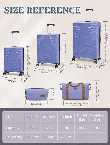 Luggage Sets 4 Piece, Suitcases with Wheels, PP Hard Case Luggage with Upgraded Shock-absorbing Spinner Wheel&TSA Lock, Carry On Luggage Set in Saudi Arabia