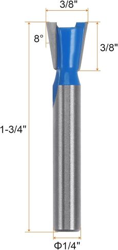 Dovetail Router Bit 1/4" Shank 3/8" Dia Tungsten Carbide 8 Degree Dovetail Joint Joinery Bit for Drawer Cabinet Box Joints Making Woodworking in Saudi Arabia