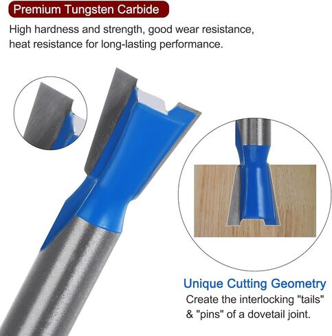 Dovetail Router Bit 1/4" Shank 3/8" Dia Tungsten Carbide 8 Degree Dovetail Joint Joinery Bit for Drawer Cabinet Box Joints Making Woodworking in Saudi Arabia