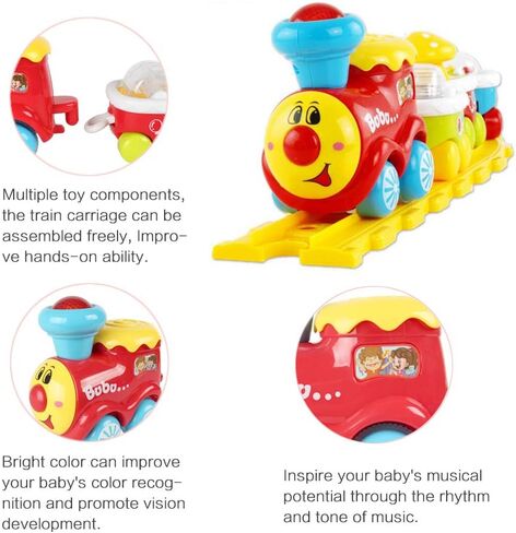 لعبة مسار القطار الكهربائي، سيارة مع الضوء والموسيقى، هدايا للأطفال من سن 1 إلى 2 3 سنوات، حشوات سلة عيد الفصح، ألعاب السكك الحديدية، لعبة تعليمية مبكرة in Kuwait