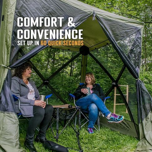 CLAM Quick Set Traveler 6 x 6 Foot Portable Pop Up Outdoor Camping Gazebo Screen Tent Canopy Shelter with Carry Bag and Wind Panels (2 Pack), Green in Saudi Arabia