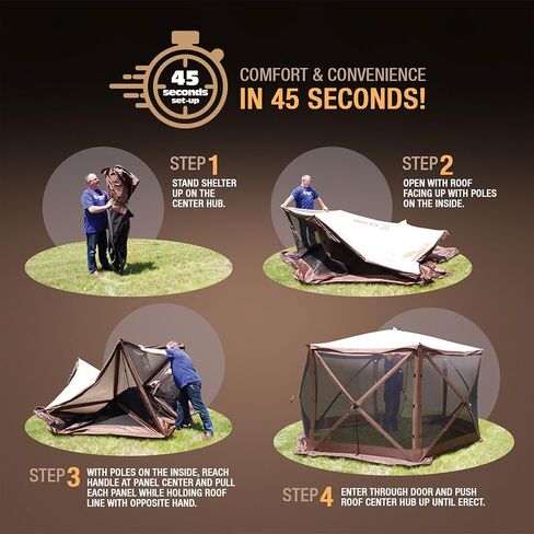 CLAM Quick Set Traveler 6 x 6 Foot Portable Pop Up Outdoor Camping Gazebo Screen Tent Canopy Shelter with Carry Bag and Wind Panels (2 Pack), Green in Saudi Arabia