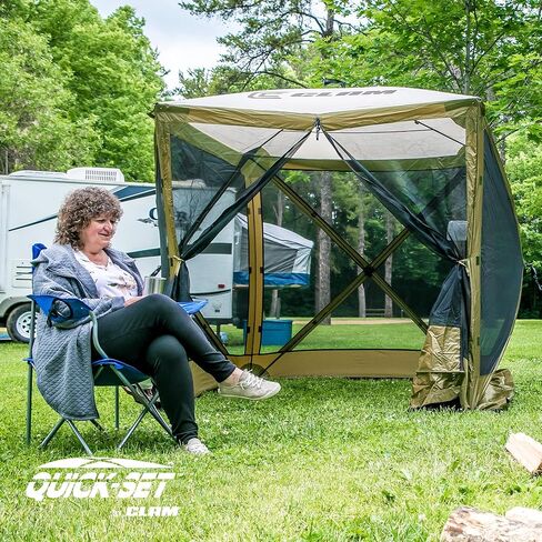 CLAM Quick Set Traveler 6 x 6 Foot Portable Pop Up Outdoor Camping Gazebo Screen Tent Canopy Shelter with Carry Bag and Wind Panels (2 Pack), Green in Saudi Arabia