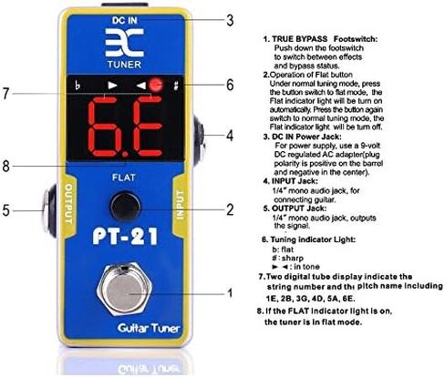 شاشة LED عالية الوضوح من EX، موالف دواسة الجيتار الكهربائي الالتفافي الحقيقي مع معايرة درجة الصوت وضبط مسطح in Kuwait