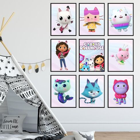 BigWig Prints Gabby's Dollhouse Poster - Gabby Dollhouse Room Decor, Gabby Dollhouse Wall Decor, Gabby Doll House Birthday Decorations, Gabbys Dollhouse Decorations - Unframed Set of 9 (8x10) in Saudi Arabia