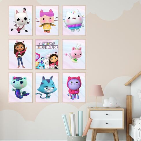 BigWig Prints Gabby's Dollhouse Poster - Gabby Dollhouse Room Decor, Gabby Dollhouse Wall Decor, Gabby Doll House Birthday Decorations, Gabbys Dollhouse Decorations - Unframed Set of 9 (8x10) in Saudi Arabia