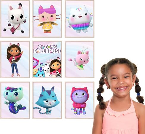 BigWig Prints Gabby's Dollhouse Poster - Gabby Dollhouse Room Decor, Gabby Dollhouse Wall Decor, Gabby Doll House Birthday Decorations, Gabbys Dollhouse Decorations - Unframed Set of 9 (8x10) in Saudi Arabia
