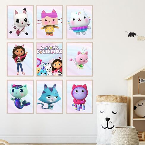 BigWig Prints Gabby's Dollhouse Poster - Gabby Dollhouse Room Decor, Gabby Dollhouse Wall Decor, Gabby Doll House Birthday Decorations, Gabbys Dollhouse Decorations - Unframed Set of 9 (8x10) in Saudi Arabia