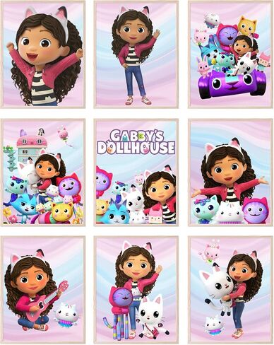 BigWig Prints Gabby's Dollhouse Poster - Gabby Dollhouse Room Decor, Gabby Dollhouse Wall Decor, Gabby Doll House Birthday Decorations, Gabbys Dollhouse Decorations - Unframed Set of 9 (8x10) in Saudi Arabia