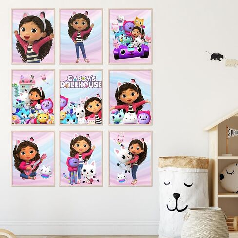 BigWig Prints Gabby's Dollhouse Poster - Gabby Dollhouse Room Decor, Gabby Dollhouse Wall Decor, Gabby Doll House Birthday Decorations, Gabbys Dollhouse Decorations - Unframed Set of 9 (8x10) in Saudi Arabia